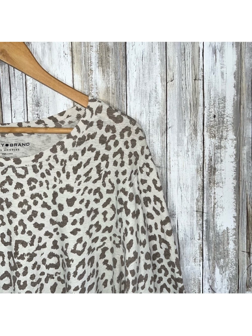 Lucky Brand Leopard Print Top 3X Plus Size Boho Oversized Tee Cream Brown - Picture 5 of 6